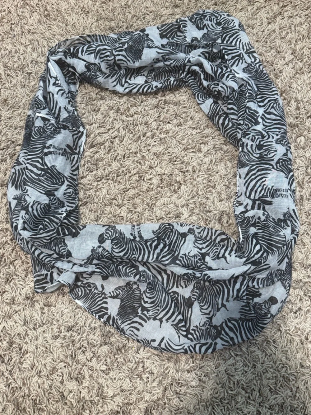 Zebra Print Lightweight infinity Scarf - or sarong Black and White